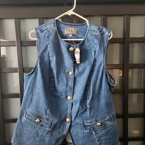Torrid Blue Denim Vest with Gold Buttons